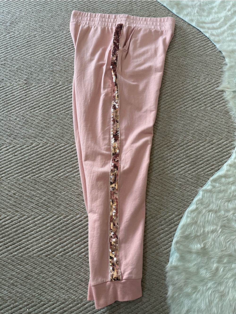 Women’s Pink Sequin-Trim Jogger Pants